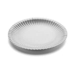 White cardboard dinner plate 23 cm