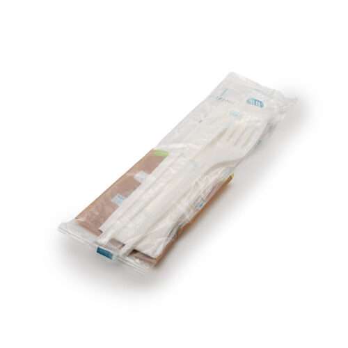 Bioplastic professional set fork-knife and towel