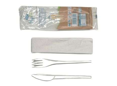Set Bis ECO-LINE Forchetta-Coltello con Tovagliolo