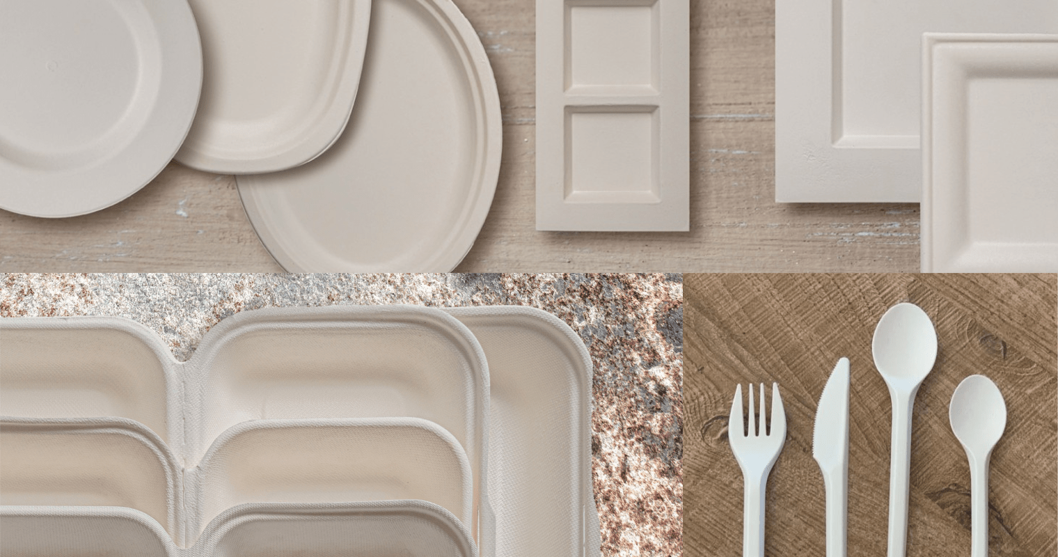 Ecovita Set 380 Posate Compostabili In Bambù – Forchette, Coltelli E Cucchiai Da 17,8 Cm Con Vassoio