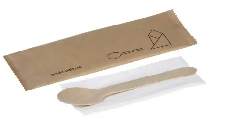 Set Mono Cucchiaio in legno con tovagliolo